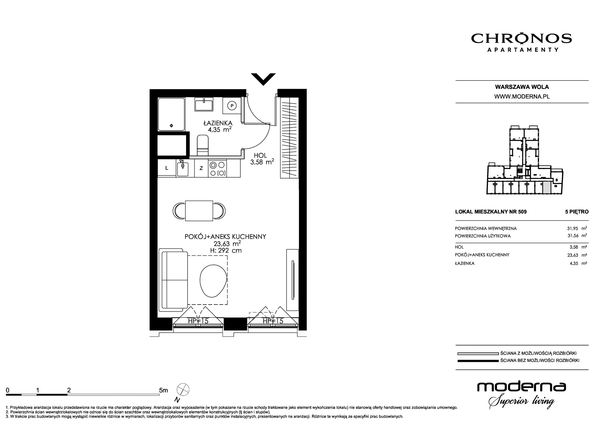 Apartament 31,56 m², piętro 5, oferta nr 509, Chronos na Woli, Warszawa, Wola, Mirów, Al. Solidarności 153