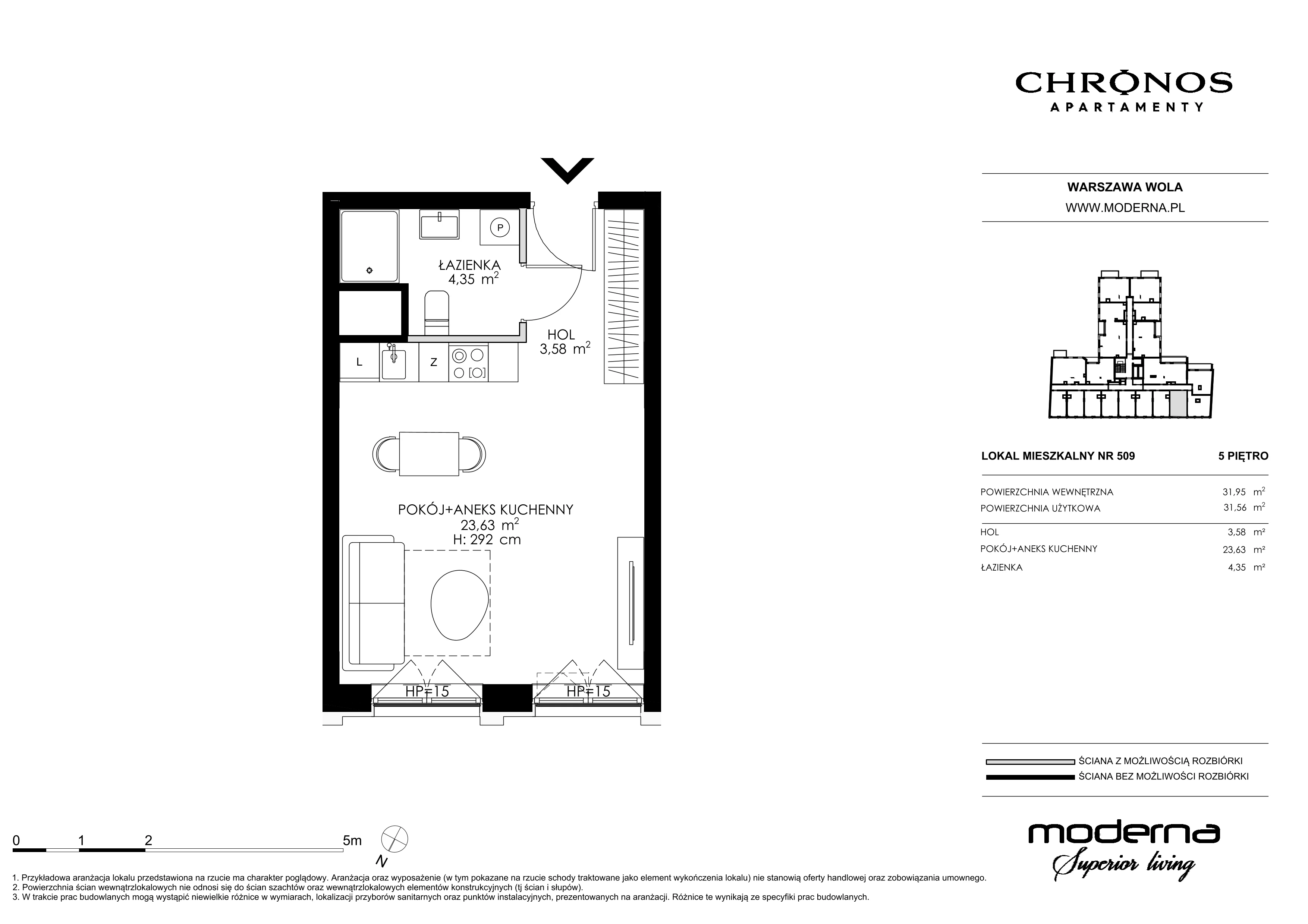 1 pokój, apartament 31,56 m², piętro 5, oferta nr 509, Chronos na Woli, Warszawa, Wola, Mirów, Al. Solidarności 153