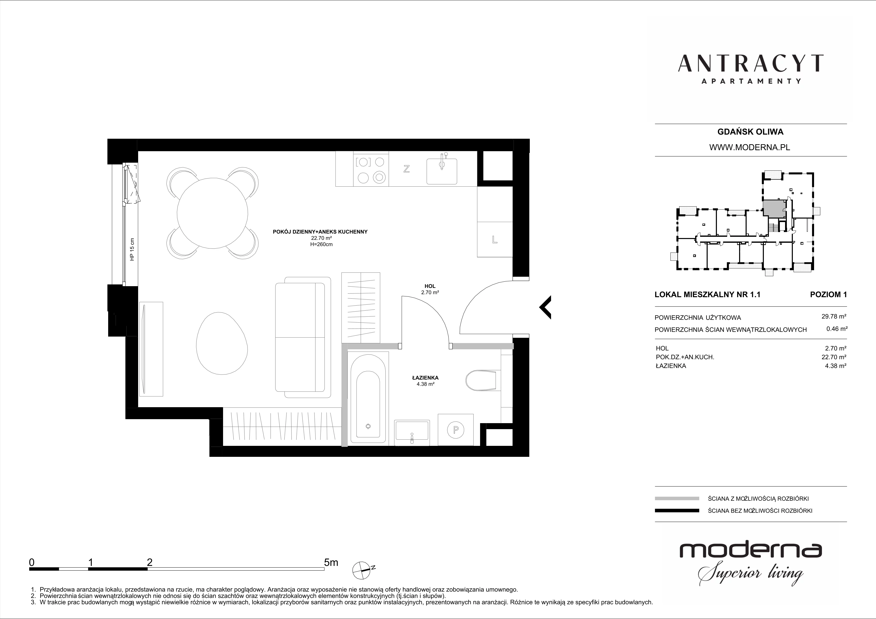 1 pokój, mieszkanie 29,58 m², parter, oferta nr 10, Antracyt, Gdańsk, Oliwa, ul. Czyżewskiego 31A