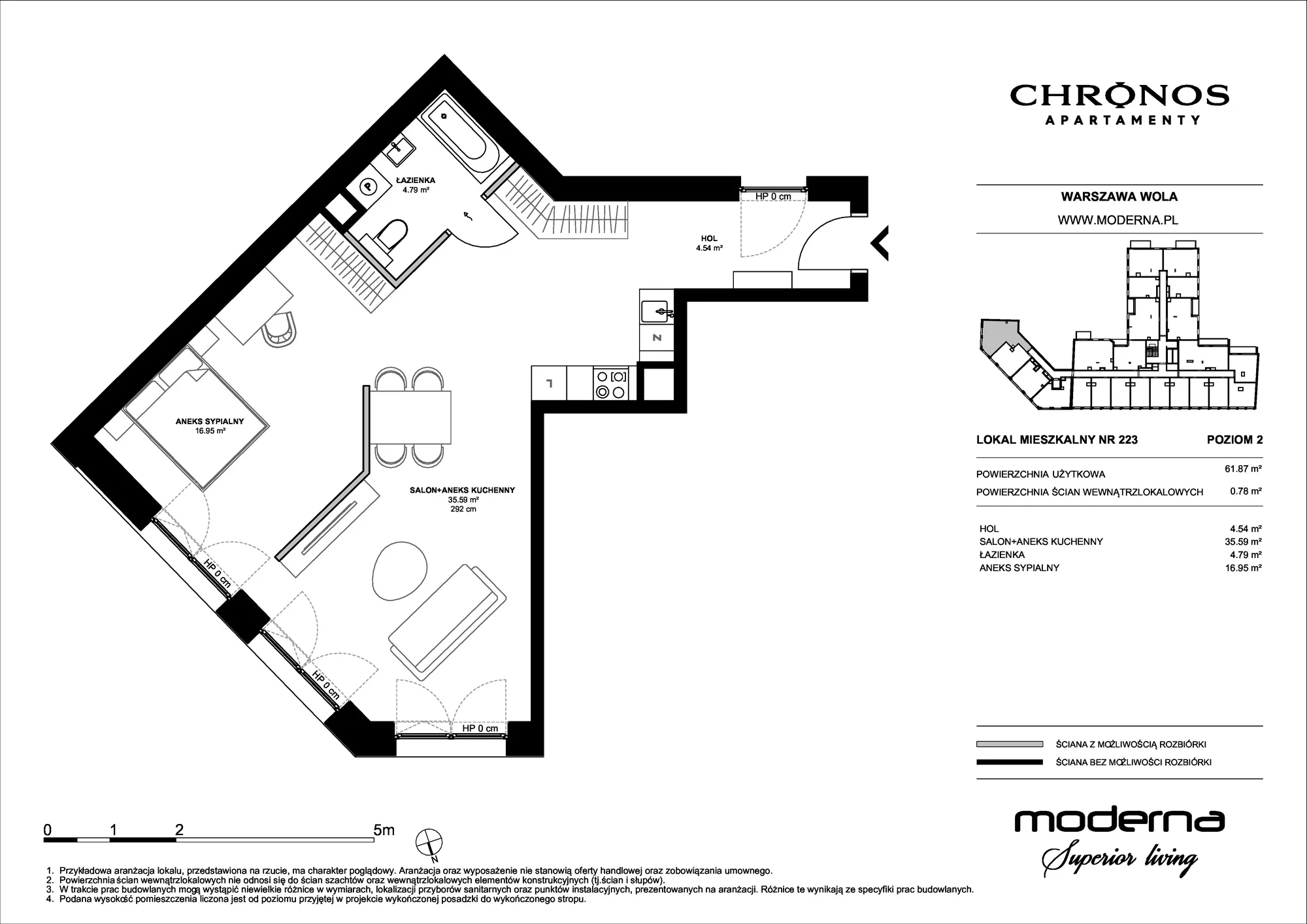 Mieszkanie 61,87 m², piętro 2, oferta nr 223, Chronos na Woli - etap II, Warszawa, Wola, Mirów, Al. Solidarności 153