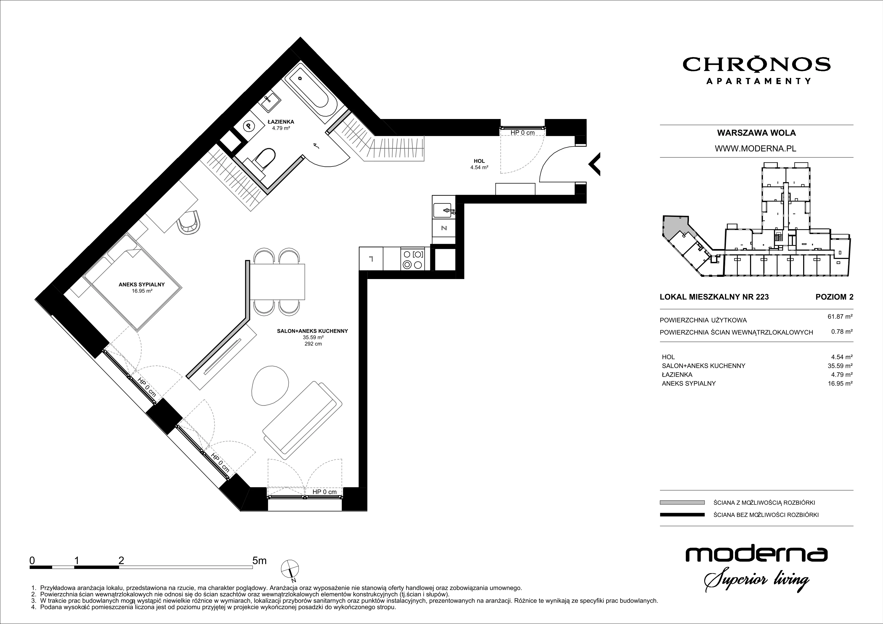 2 pokoje, mieszkanie 61,87 m², piętro 2, oferta nr 223, Chronos na Woli - etap II, Warszawa, Wola, Mirów, Al. Solidarności 153