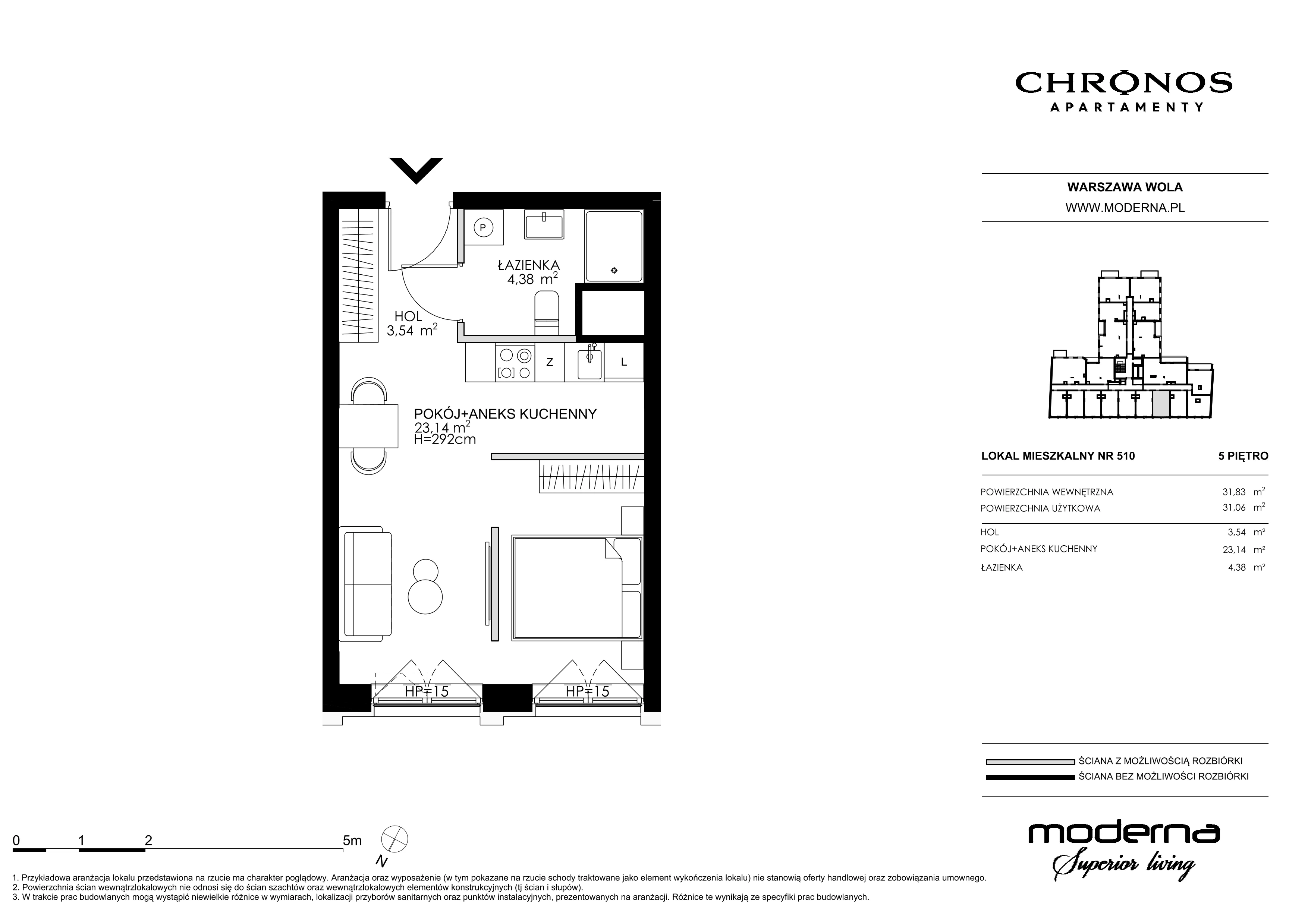 2 pokoje, apartament 31,06 m², piętro 5, oferta nr 510, Chronos na Woli, Warszawa, Wola, Mirów, Al. Solidarności 153