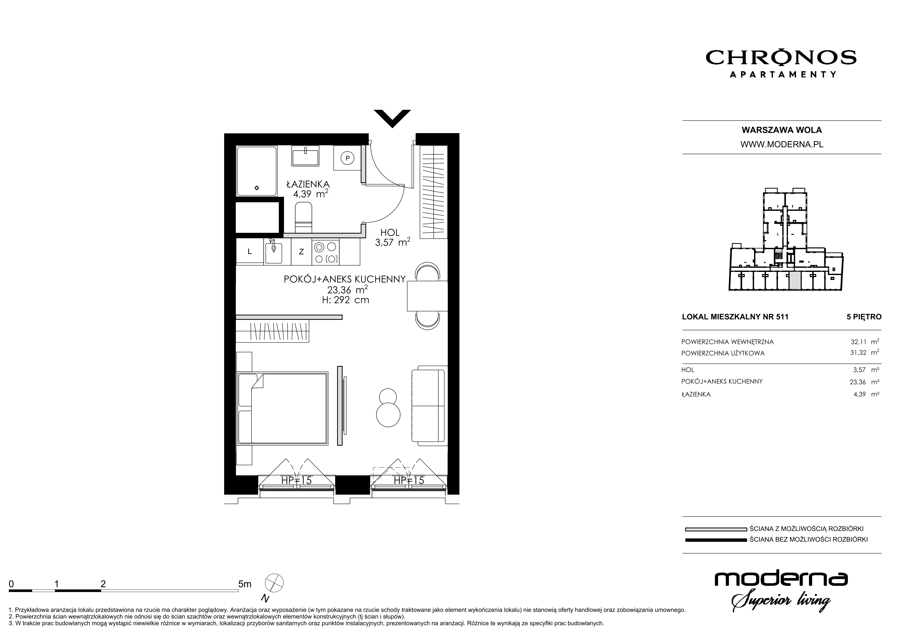2 pokoje, apartament 31,32 m², piętro 5, oferta nr 511, Chronos na Woli, Warszawa, Wola, Mirów, Al. Solidarności 153