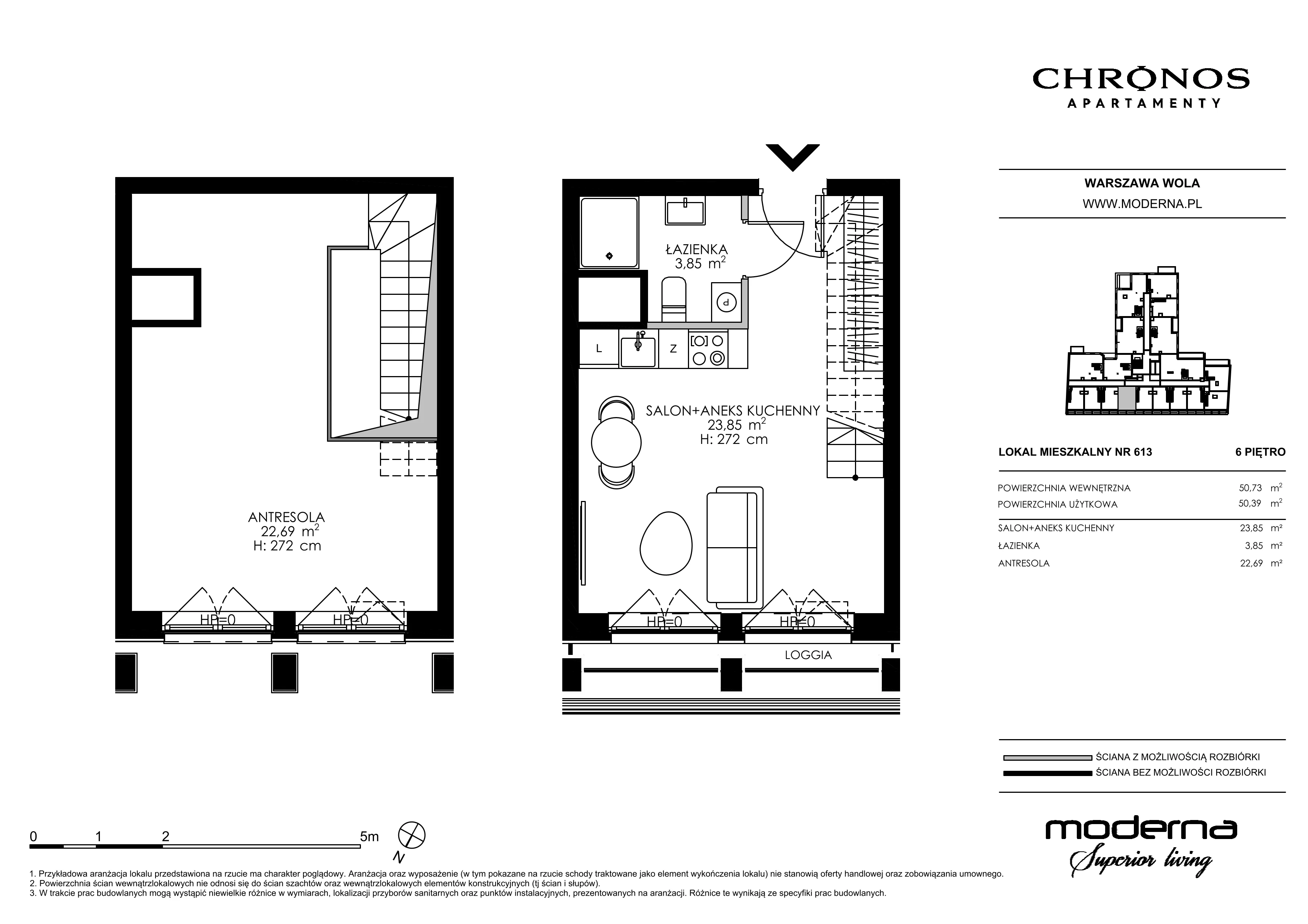 2 pokoje, apartament 50,39 m², piętro 6, oferta nr 613, Chronos na Woli, Warszawa, Wola, Mirów, Al. Solidarności 153