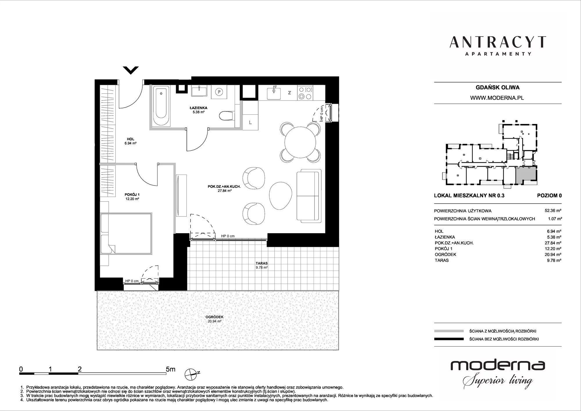 Apartament 52,36 m², parter, oferta nr 0.3, Antracyt, Gdańsk, Oliwa, ul. Czyżewskiego 31A