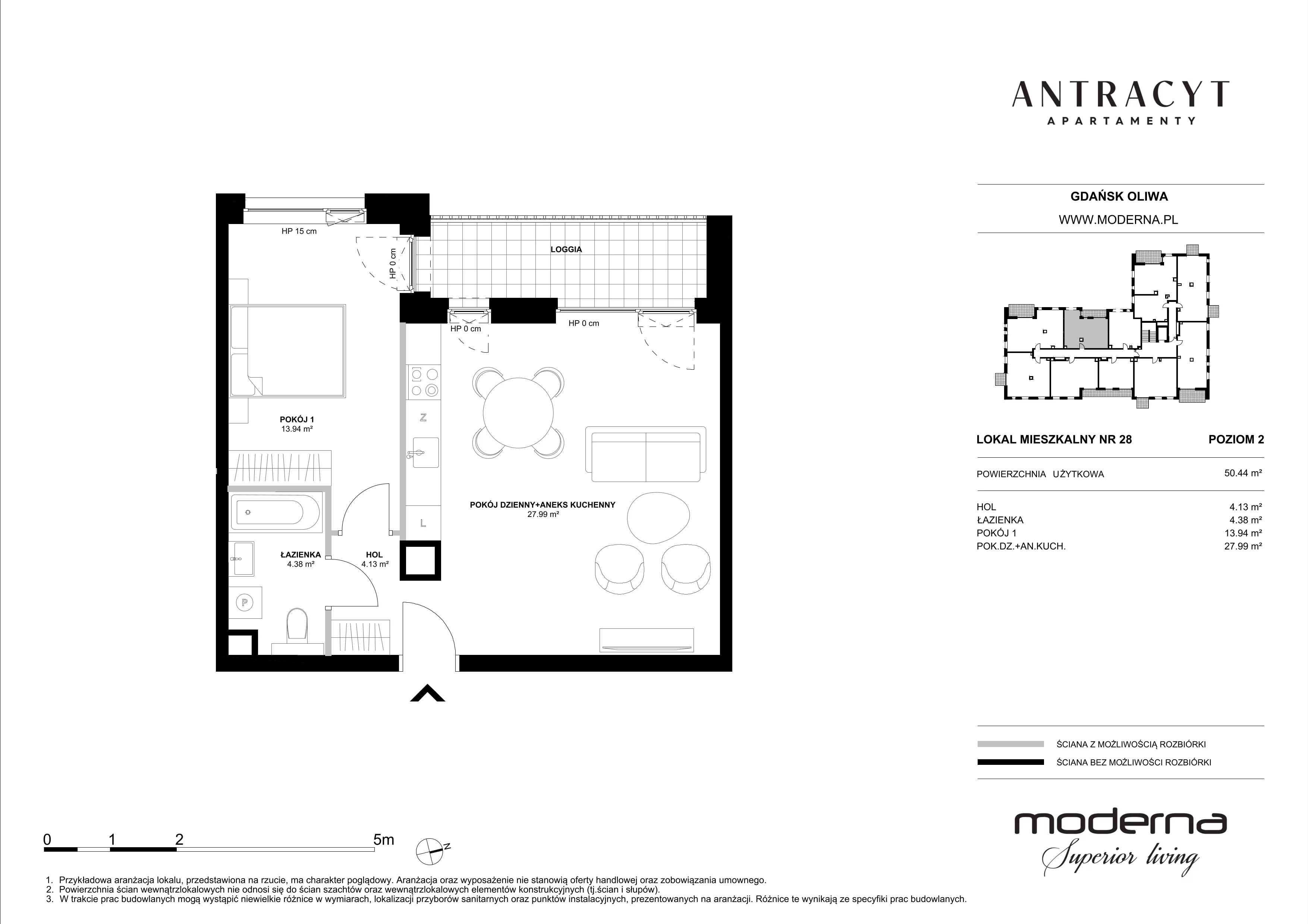 2 pokoje, mieszkanie 50,44 m², piętro 2, oferta nr 28, Antracyt, Gdańsk, Oliwa, ul. Czyżewskiego 31A
