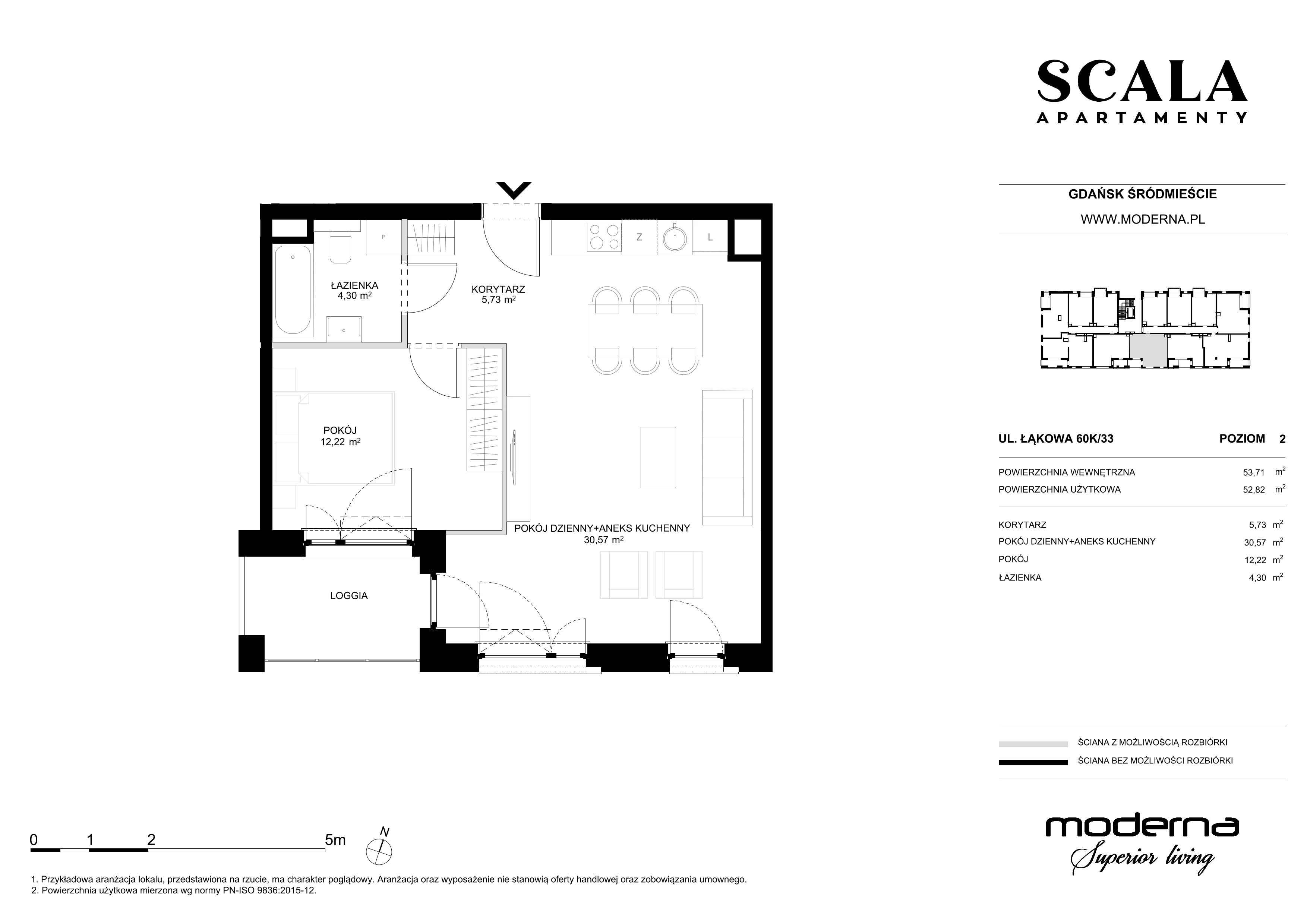 2 pokoje, apartament 52,82 m², piętro 2, oferta nr K-33 (N), Scala, Gdańsk, Śródmieście, ul. Łąkowa 60C