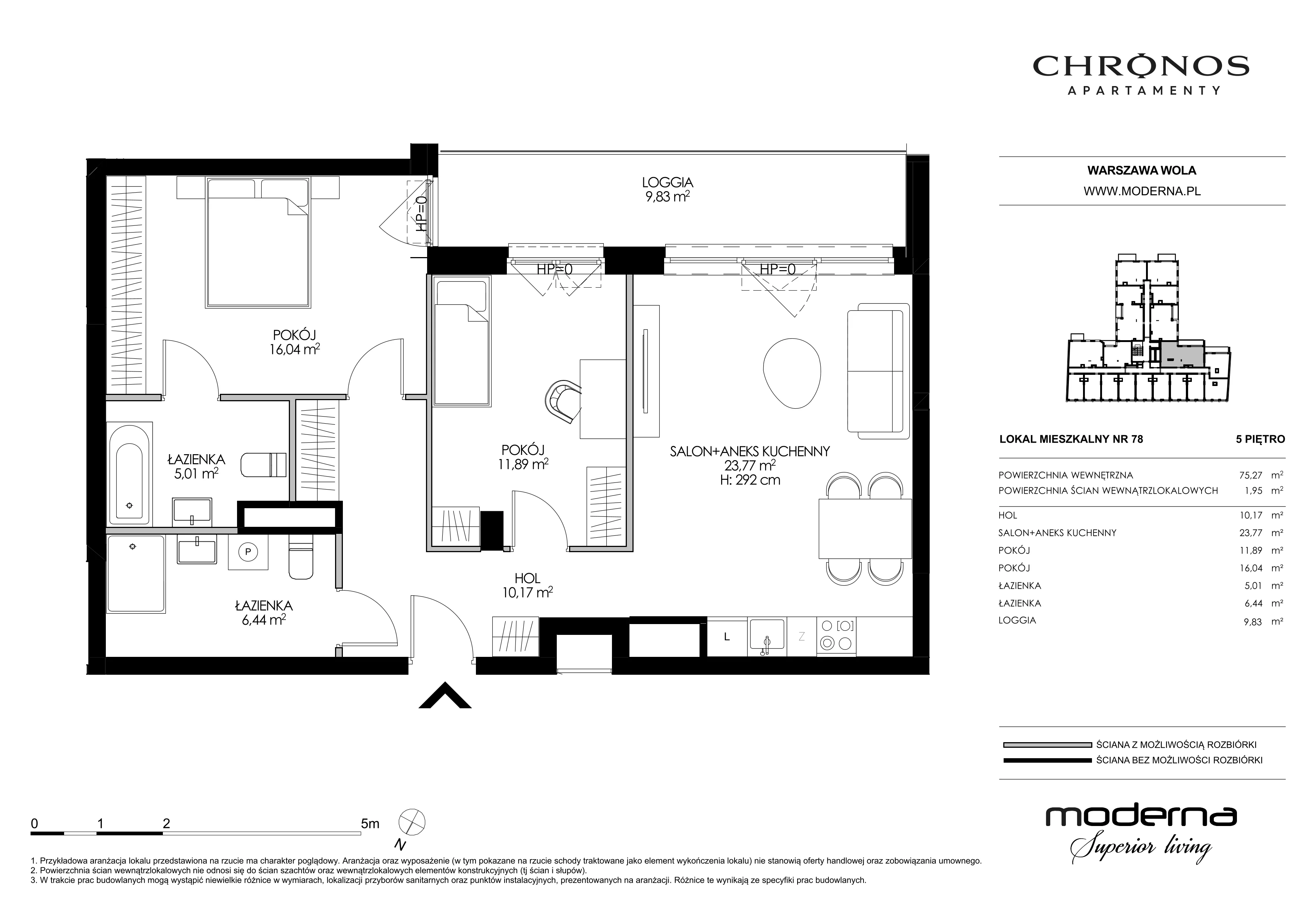 3 pokoje, apartament 75,27 m², piętro 5, oferta nr M78, Chronos na Woli, Warszawa, Wola, Mirów, Al. Solidarności 153