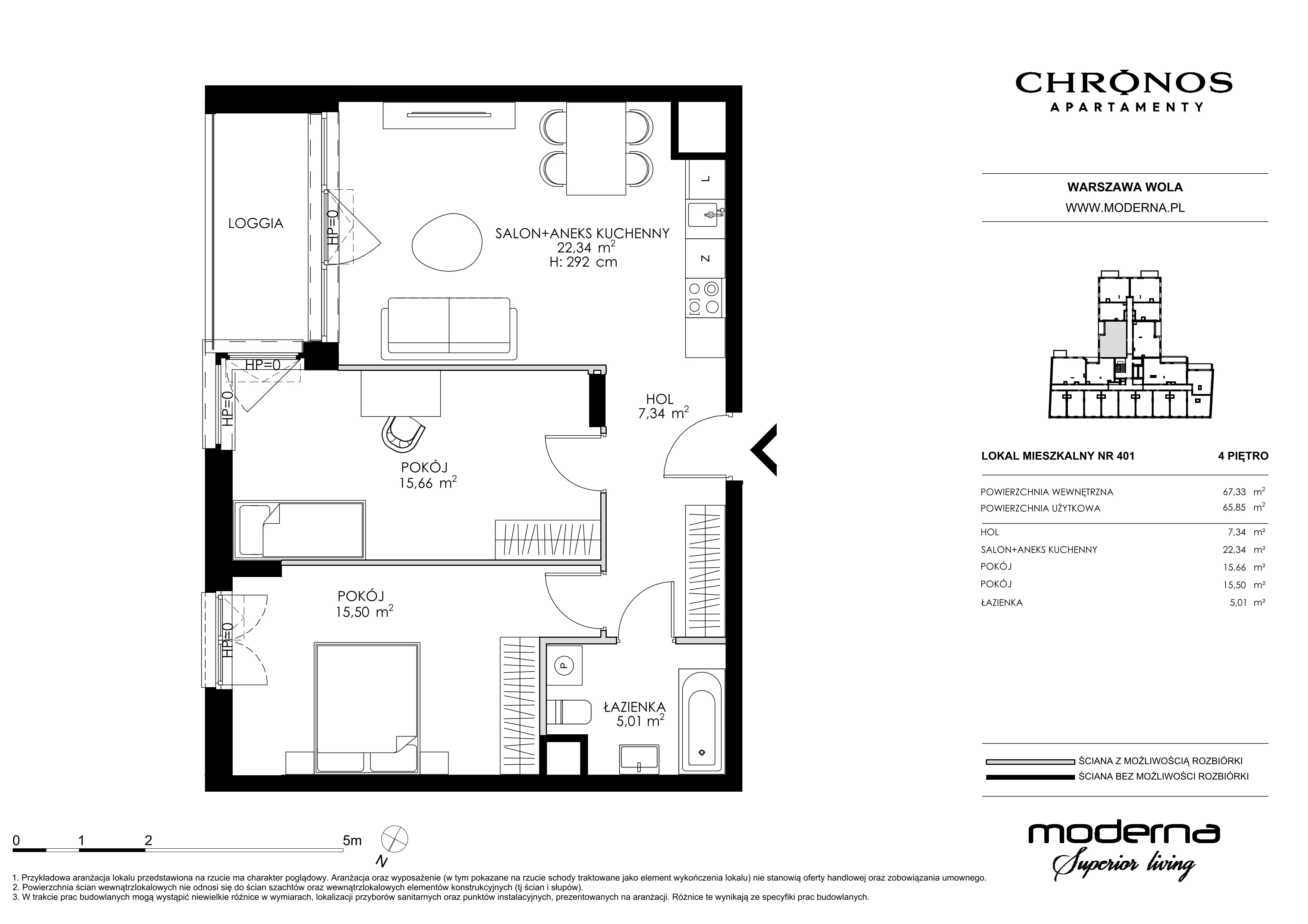 3 pokoje, apartament 65,85 m², piętro 4, oferta nr 401, Chronos na Woli, Warszawa, Wola, Mirów, Al. Solidarności 153