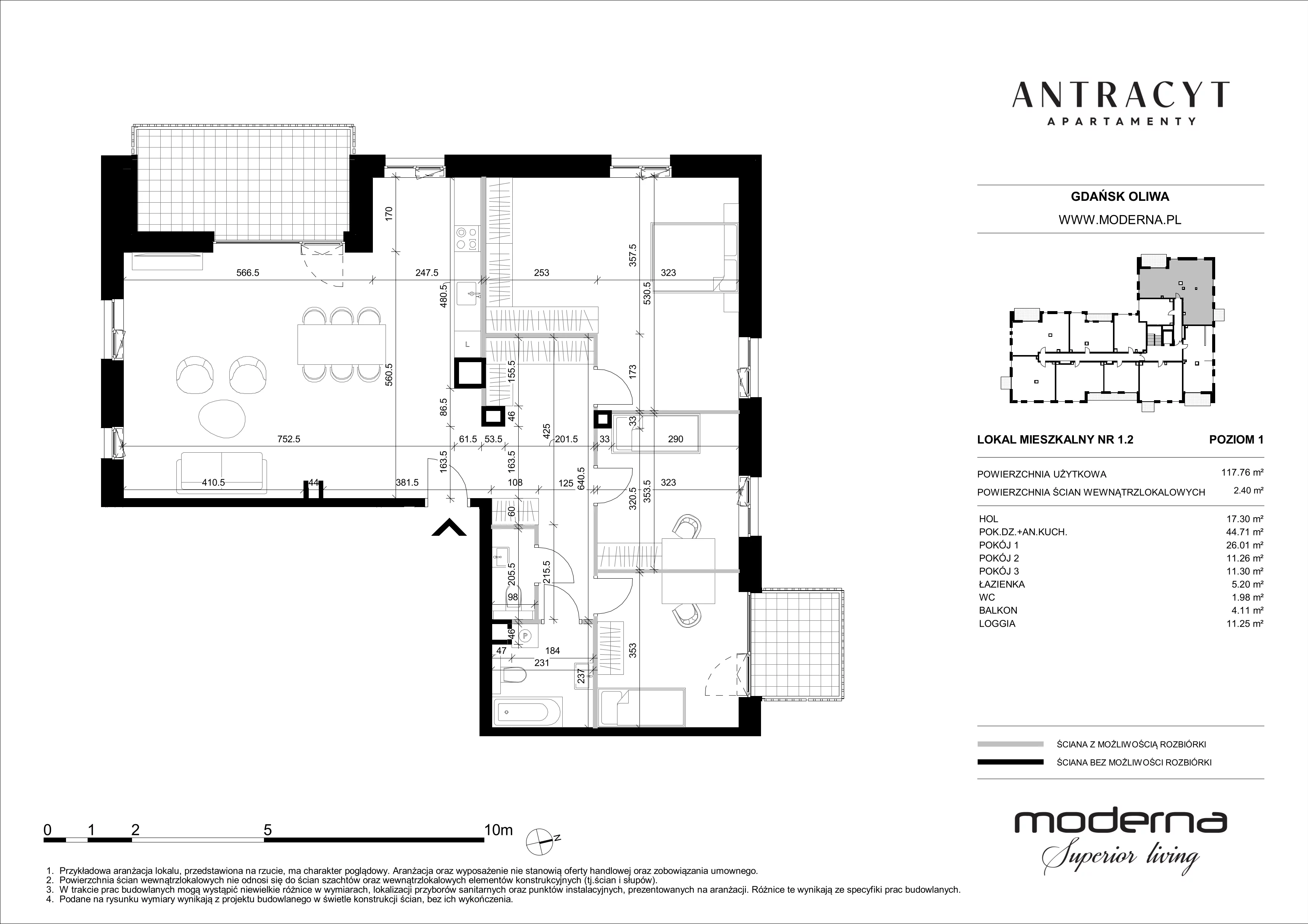4 pokoje, apartament 117,76 m², piętro 1, oferta nr 11, Antracyt, Gdańsk, Oliwa, ul. Czyżewskiego 31A