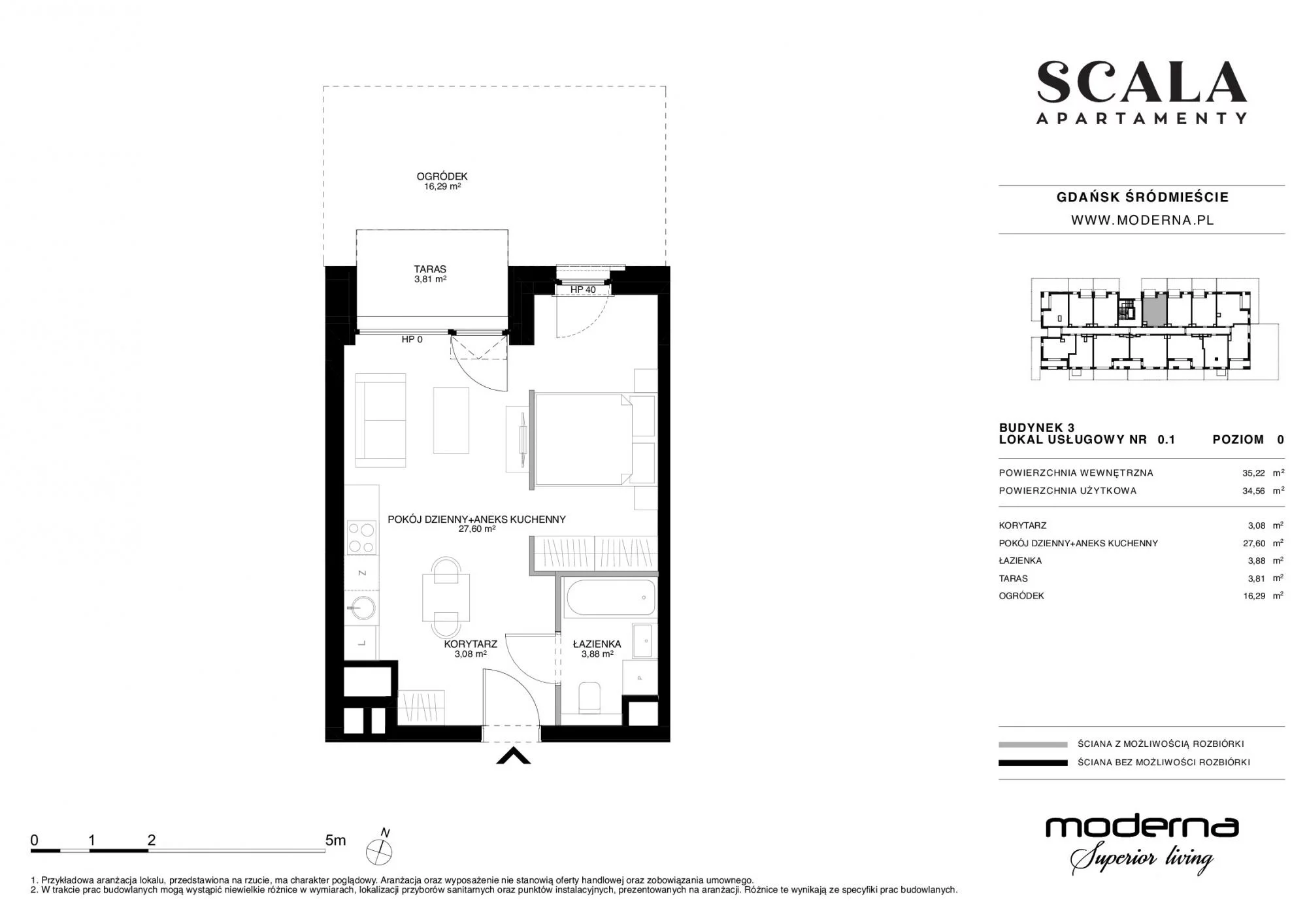 Apartament 35,02 m², parter, oferta nr 3-0.1., Scala, Gdańsk, Śródmieście, ul. Łąkowa 60C