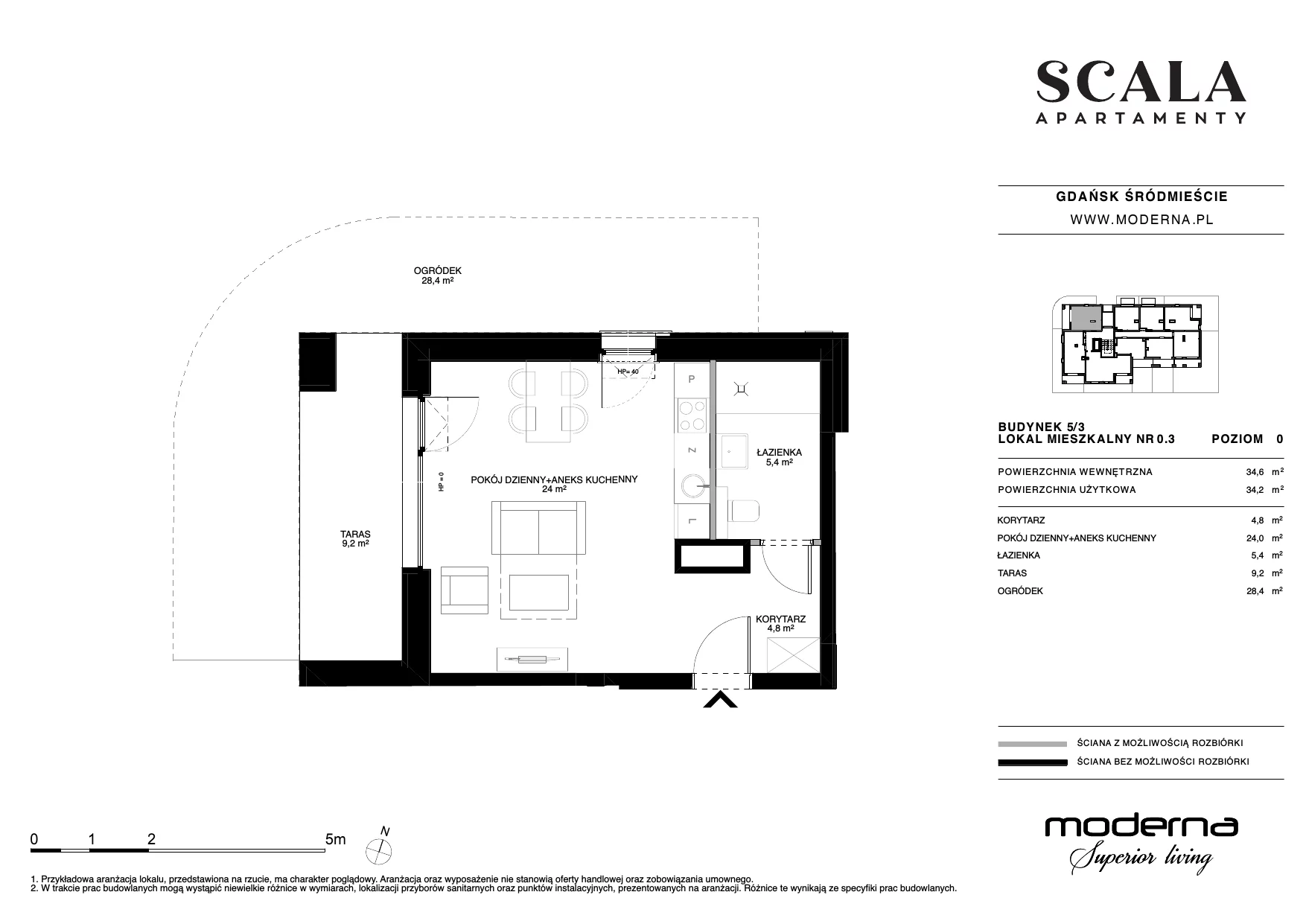Apartament 34,49 m², parter, oferta nr 5.3-0.3., Scala, Gdańsk, Śródmieście, ul. Łąkowa 60C