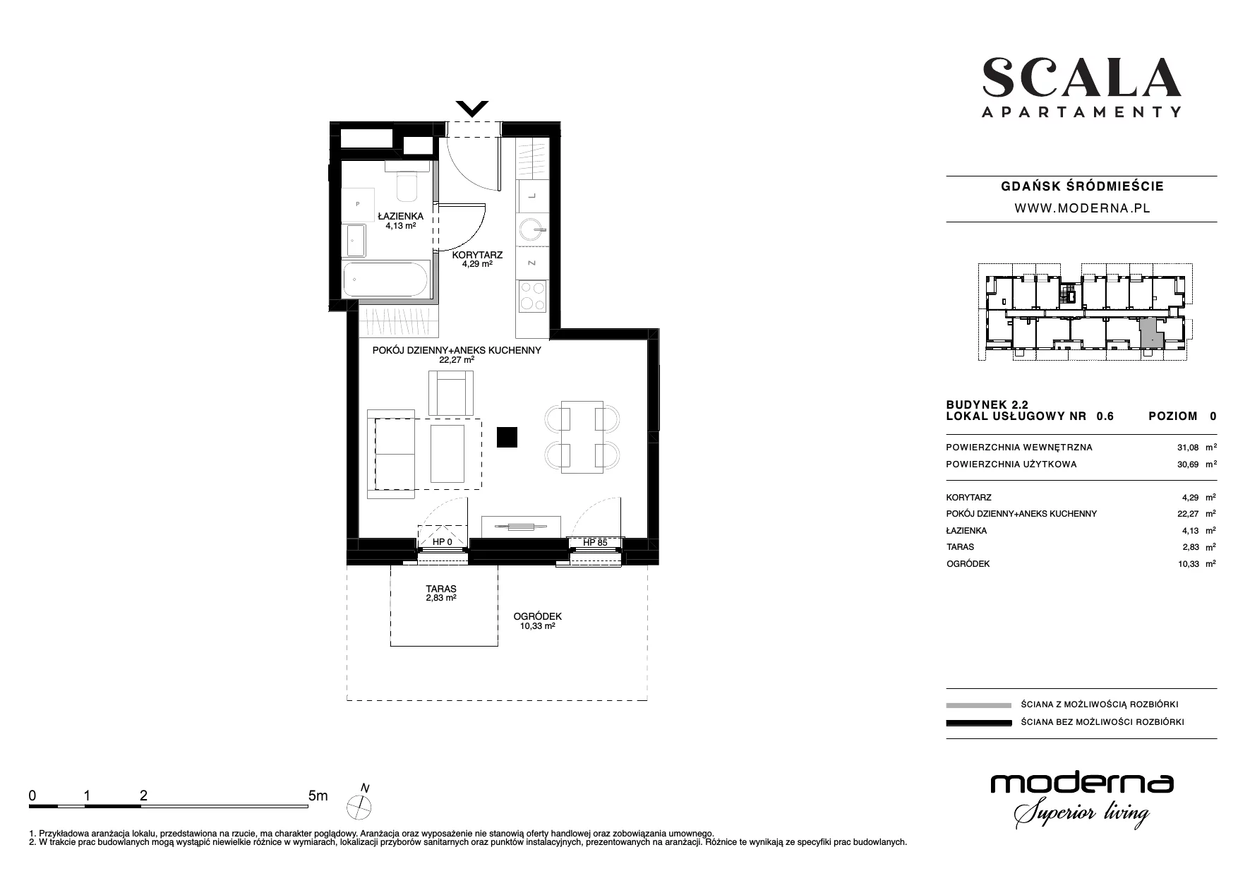 Apartament 30,82 m², parter, oferta nr 2.2-0.6., Scala, Gdańsk, Śródmieście, ul. Łąkowa 60C