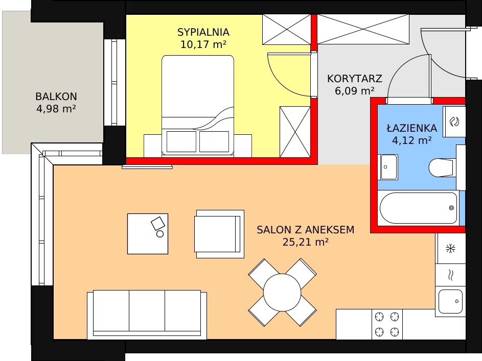 Mieszkanie 46,27 m², piętro 1, oferta nr 49, Kapelanka – Pychowicka - Budynek CD, Kraków, Dębniki, Zakrzówek, ul. Pychowicka 3C