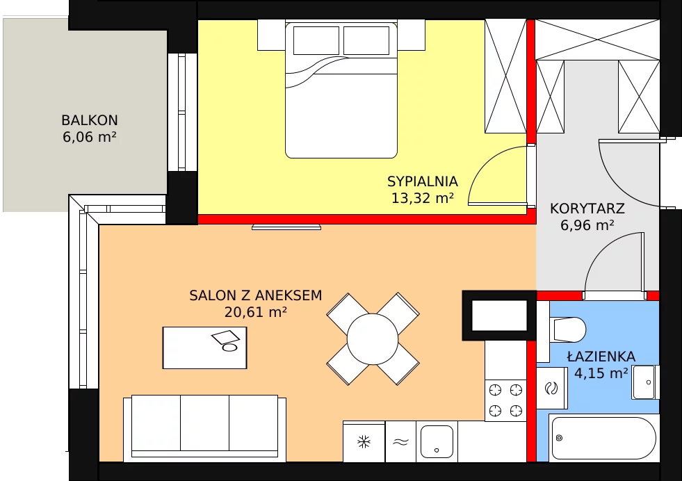 Mieszkanie 45,84 m², piętro 4, oferta nr 79, Kapelanka – Pychowicka - Budynek CD, Kraków, Dębniki, Zakrzówek, ul. Pychowicka 3C