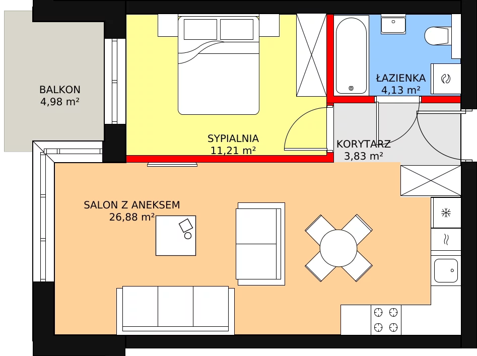 Mieszkanie 46,57 m², piętro 3, oferta nr 69, Kapelanka – Pychowicka - Budynek CD, Kraków, Dębniki, Zakrzówek, ul. Pychowicka 3C