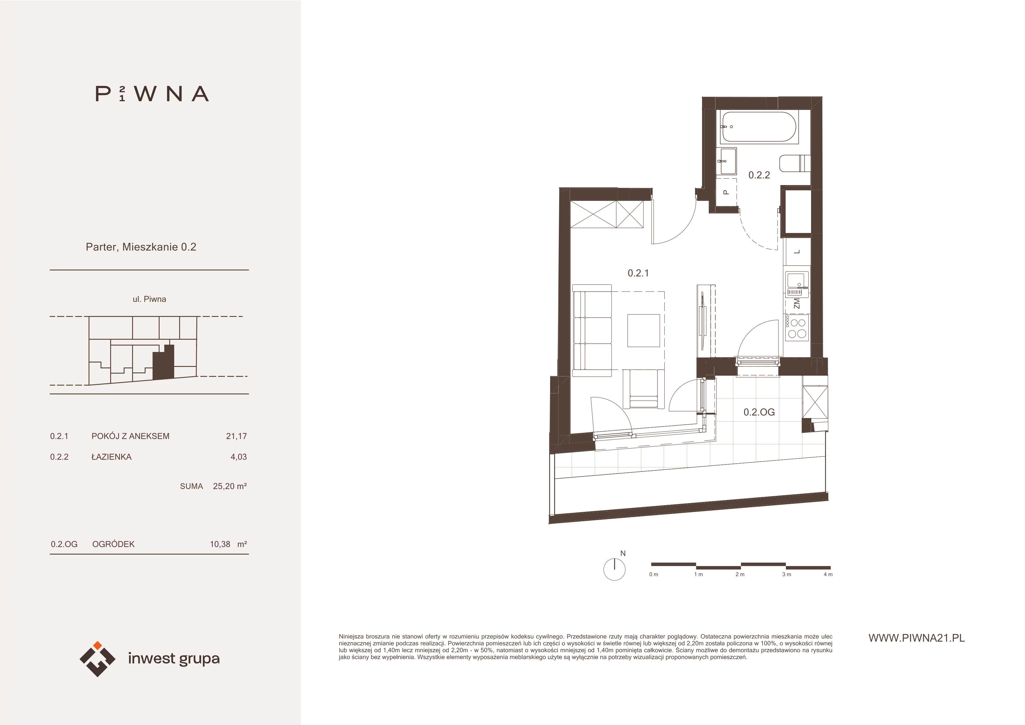 1 pokój, mieszkanie 25,20 m², parter, oferta nr 0.2, Piwna 21, Wrocław, Plac Grunwaldzki, Śródmieście, ul. Piwna 21