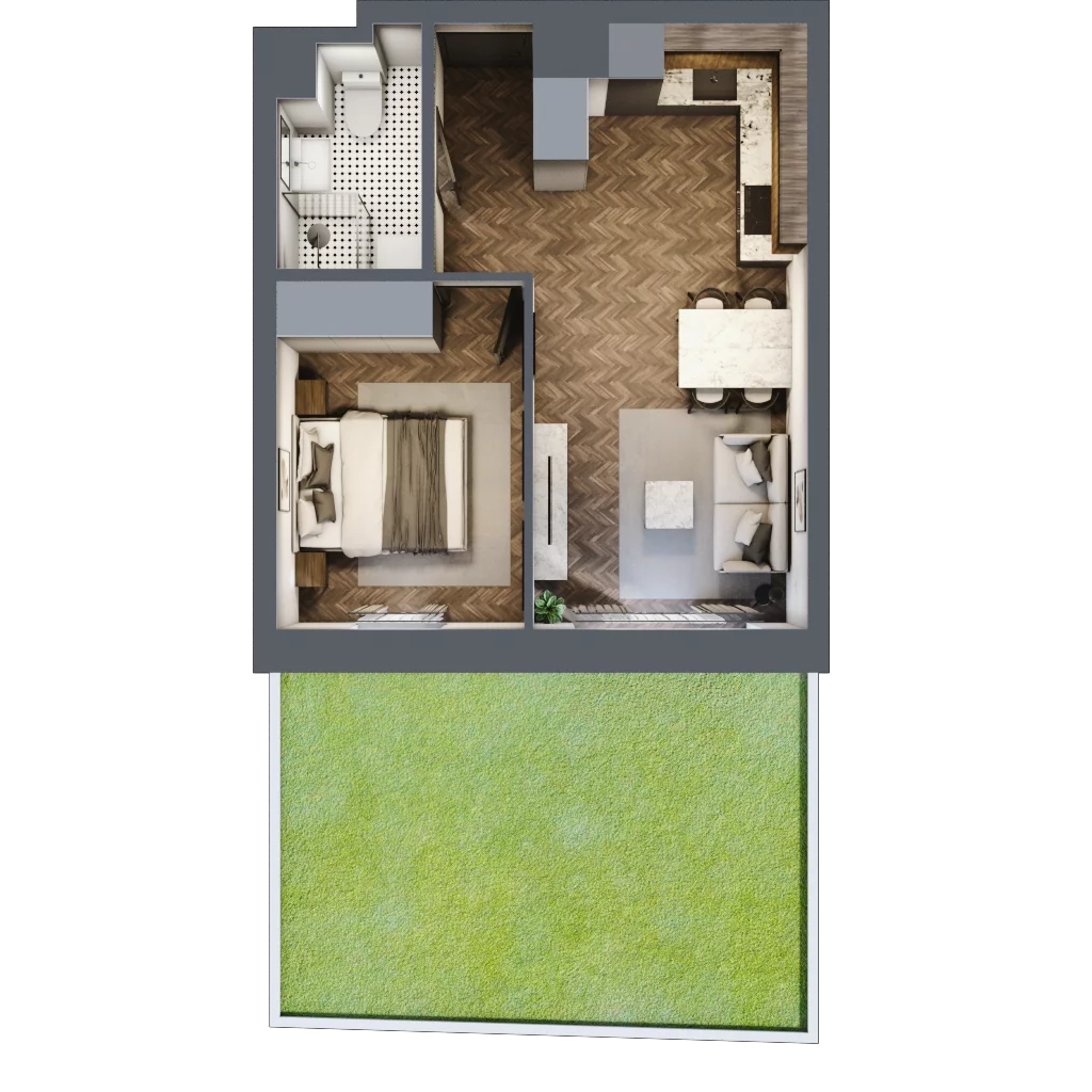 2 pokoje, mieszkanie 36,46 m², parter, oferta nr B2.06, Winogronowa Park, Środa Śląska, ul. Winogronowa