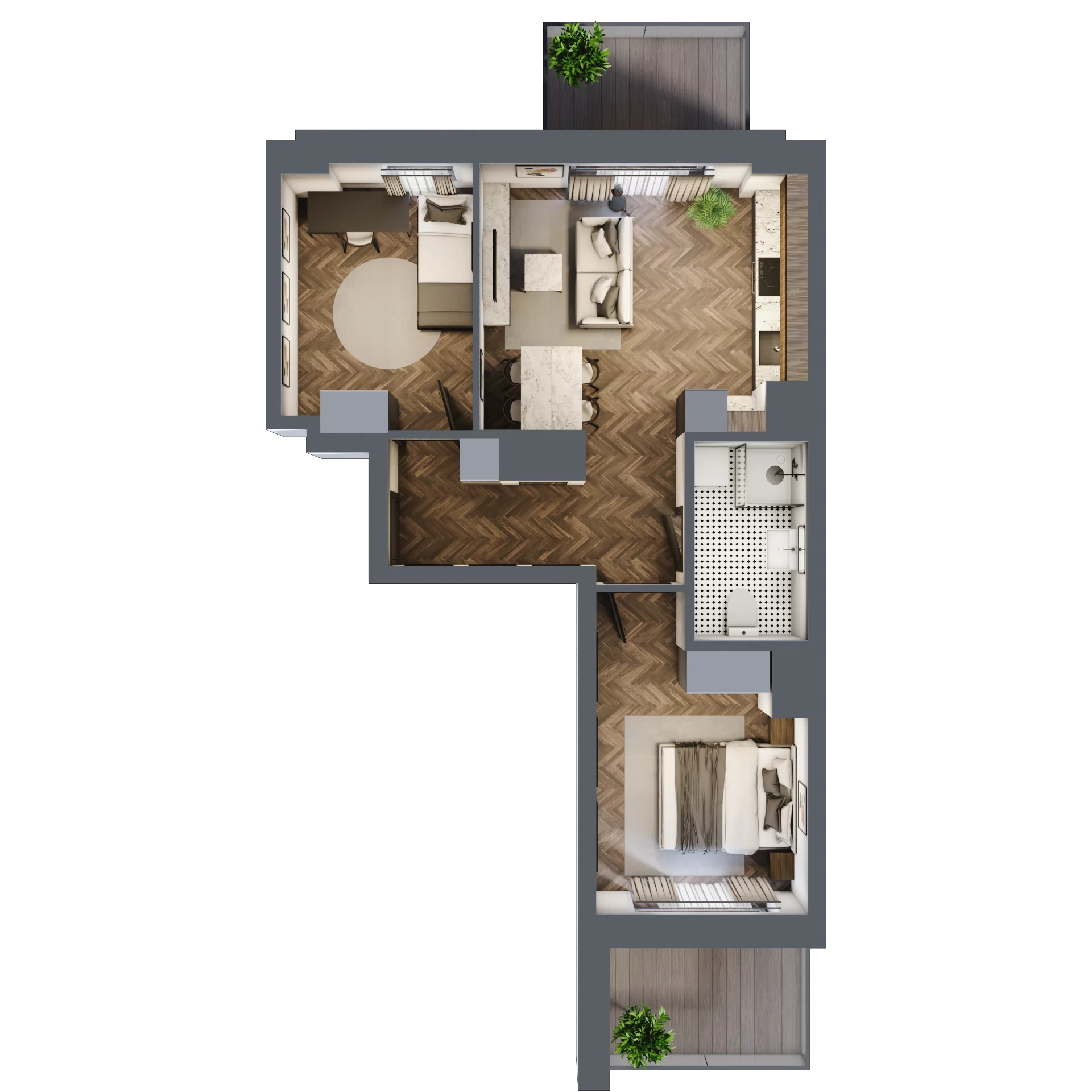 3 pokoje, mieszkanie 48,94 m², piętro 2, oferta nr B2.25, Winogronowa Park, Środa Śląska, ul. Winogronowa