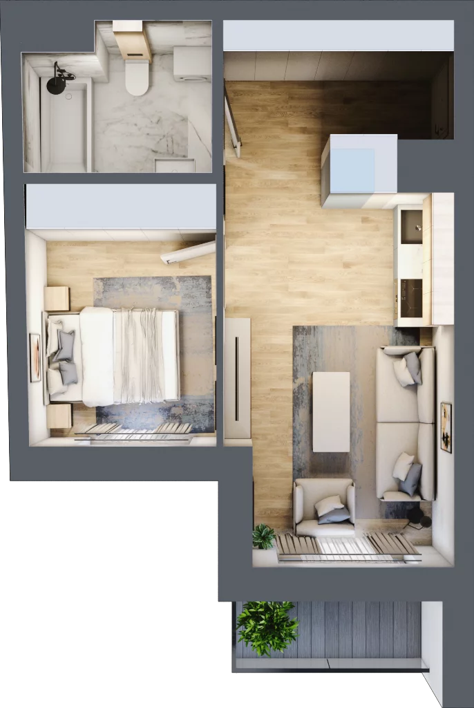 2 pokoje, mieszkanie 36,90 m², piętro 1, oferta nr 1.7, Piwna 21, Wrocław, Plac Grunwaldzki, Śródmieście, ul. Piwna 21