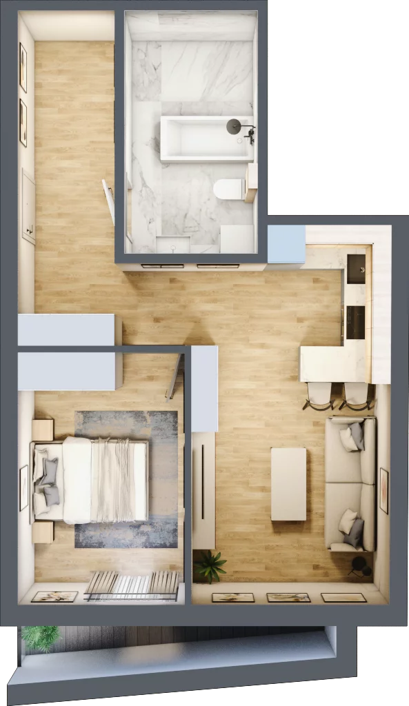 2 pokoje, mieszkanie 35,79 m², piętro 7, oferta nr 7.1, Piwna 21, Wrocław, Plac Grunwaldzki, Śródmieście, ul. Piwna 21