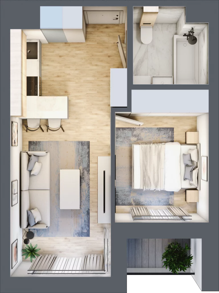 2 pokoje, mieszkanie 32,96 m², piętro 1, oferta nr 1.6, Piwna 21, Wrocław, Plac Grunwaldzki, Śródmieście, ul. Piwna 21