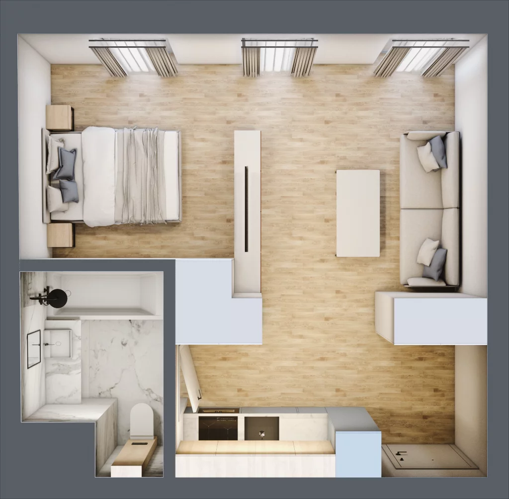 1 pokój, mieszkanie 32,93 m², piętro 5, oferta nr 5.8, Piwna 21, Wrocław, Plac Grunwaldzki, Śródmieście, ul. Piwna 21