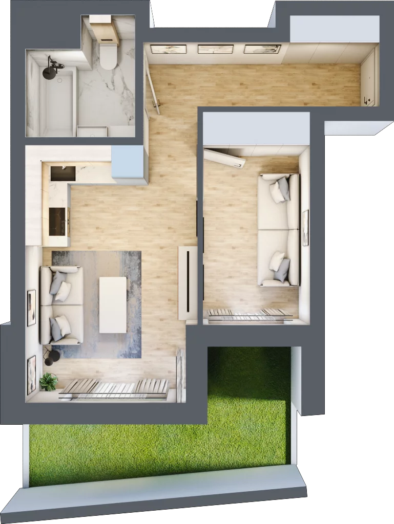 2 pokoje, mieszkanie 34,10 m², parter, oferta nr 0.3, Piwna 21, Wrocław, Plac Grunwaldzki, Śródmieście, ul. Piwna 21