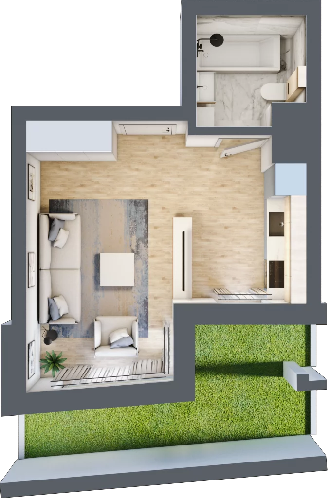 1 pokój, mieszkanie 25,20 m², parter, oferta nr 0.2, Piwna 21, Wrocław, Plac Grunwaldzki, Śródmieście, ul. Piwna 21