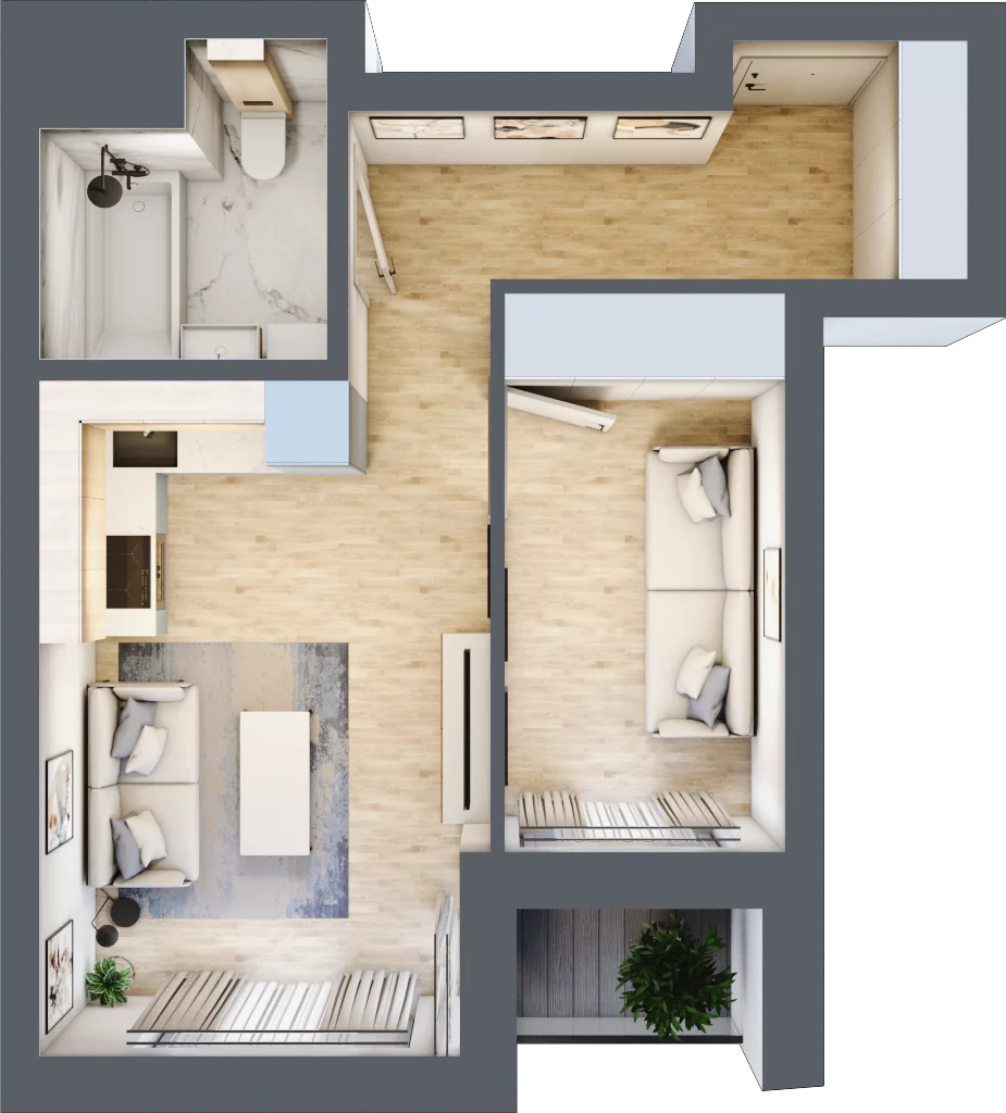 2 pokoje, mieszkanie 34,10 m², piętro 1, oferta nr 1.5, Piwna 21, Wrocław, Plac Grunwaldzki, Śródmieście, ul. Piwna 21
