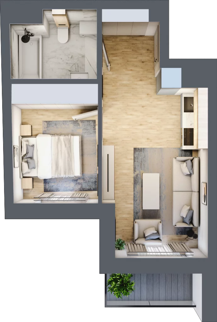 2 pokoje, mieszkanie 34,35 m², piętro 2, oferta nr 2.7, Piwna 21, Wrocław, Plac Grunwaldzki, Śródmieście, ul. Piwna 21