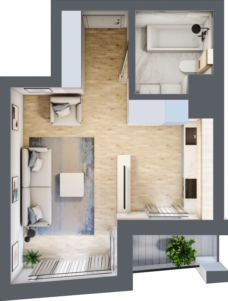 1 pokój, mieszkanie 28,60 m², piętro 1, oferta nr 1.4, Piwna 21, Wrocław, Plac Grunwaldzki, Śródmieście, ul. Piwna 21