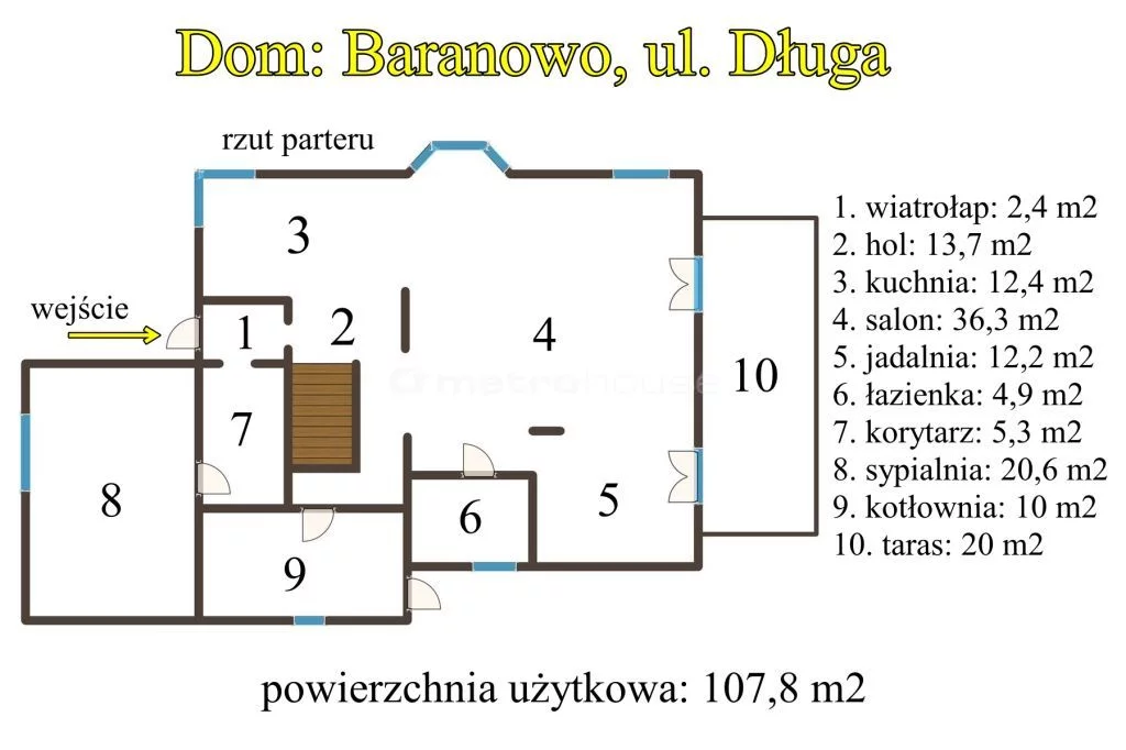 Dom 196,70 m², oferta nr , SDHUNO722, Baranowo, Długa