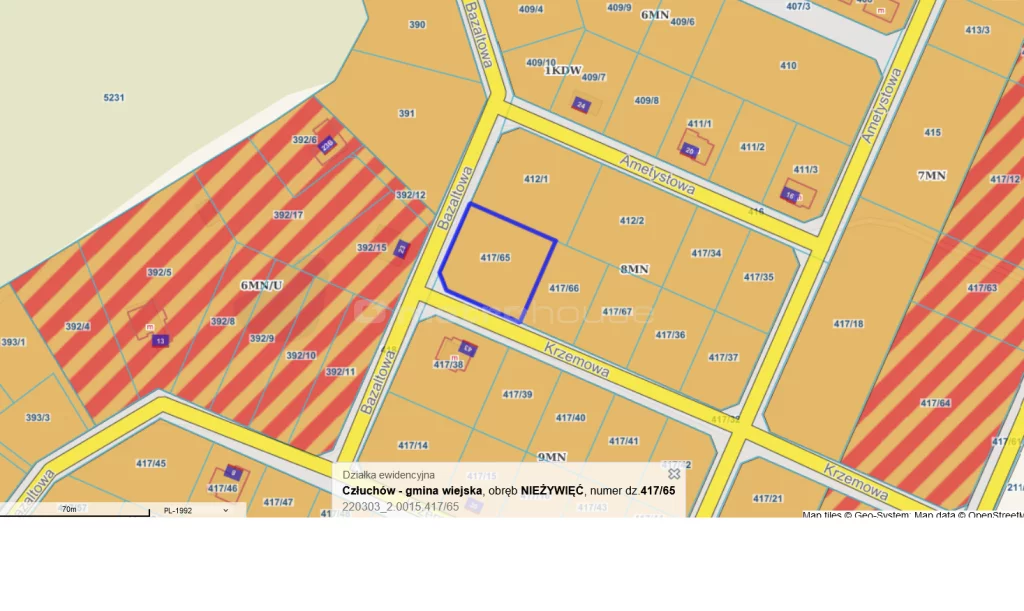 Działka 1 661,00 m², oferta nr , SGGAPU228, Nieżywięć, Bazaltowa