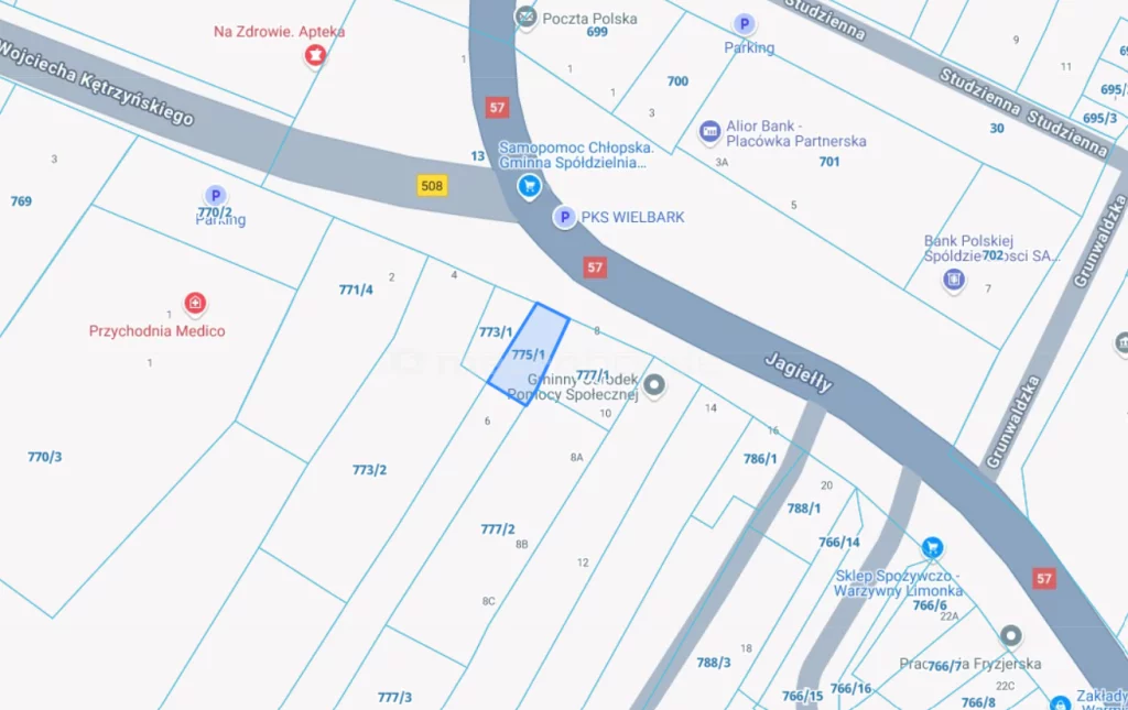 Działka 742,00 m², oferta nr , SGGIBE949, Wielbark, Jagiełły