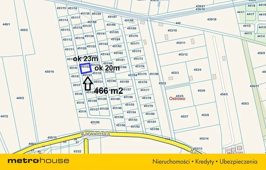 Działka 466,00 m², oferta nr , SGBISY797, Ostrowo, Karwieńska