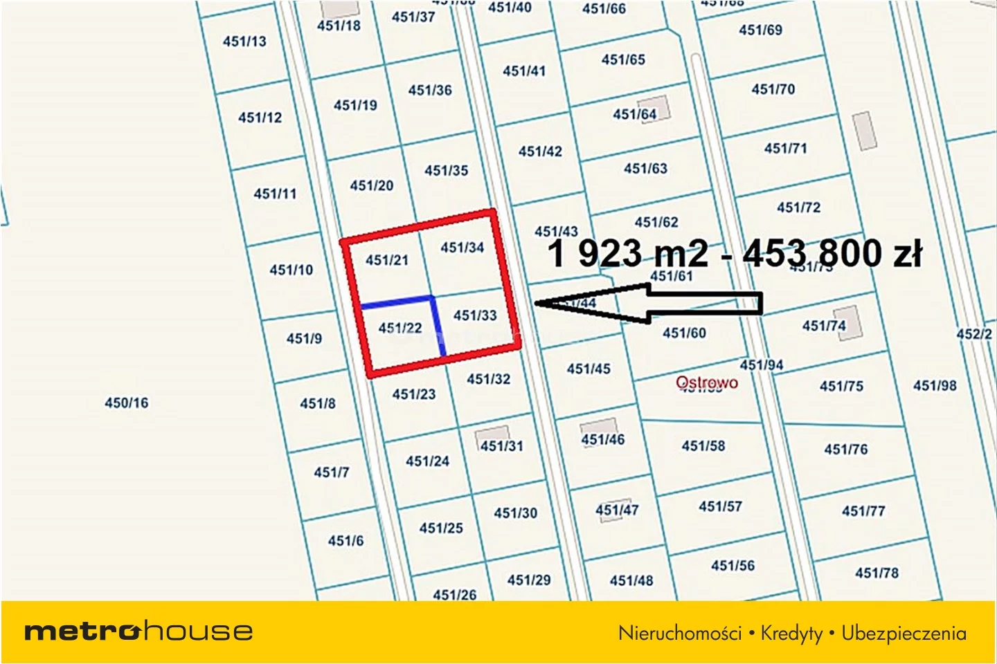 Działka 466,00 m², oferta nr , POPI378, Ostrowo