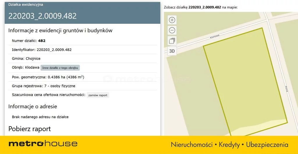 Działka 4 391,00 m², oferta nr , SGROSI248, Powałki, Polna