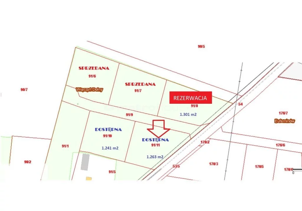 Działka 1 263,00 m², oferta nr , SGHIBY853, Wiączyń Dolny