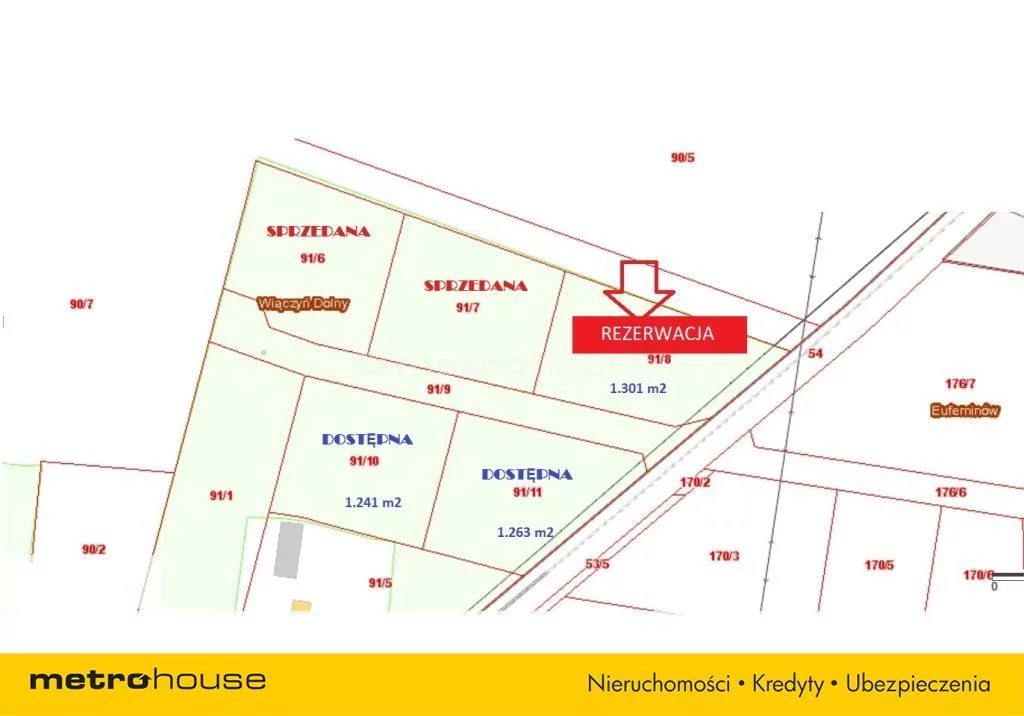 Działka 1 301,00 m², oferta nr , SGLUPY594, Wiączyń Dolny