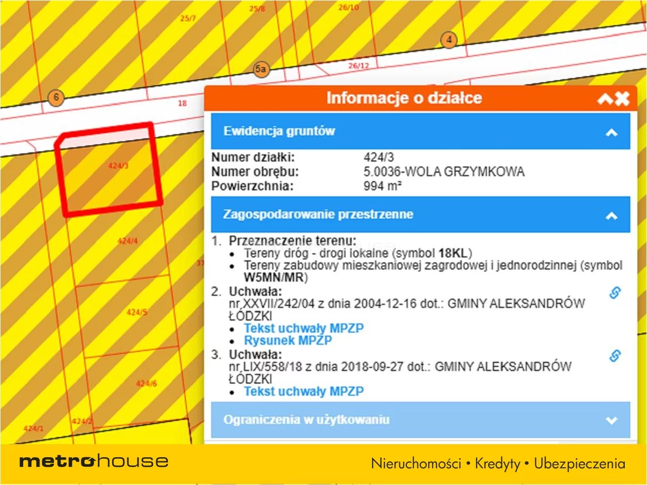 Działka 994,00 m², oferta nr , DOSE925, Wola Grzymkowa