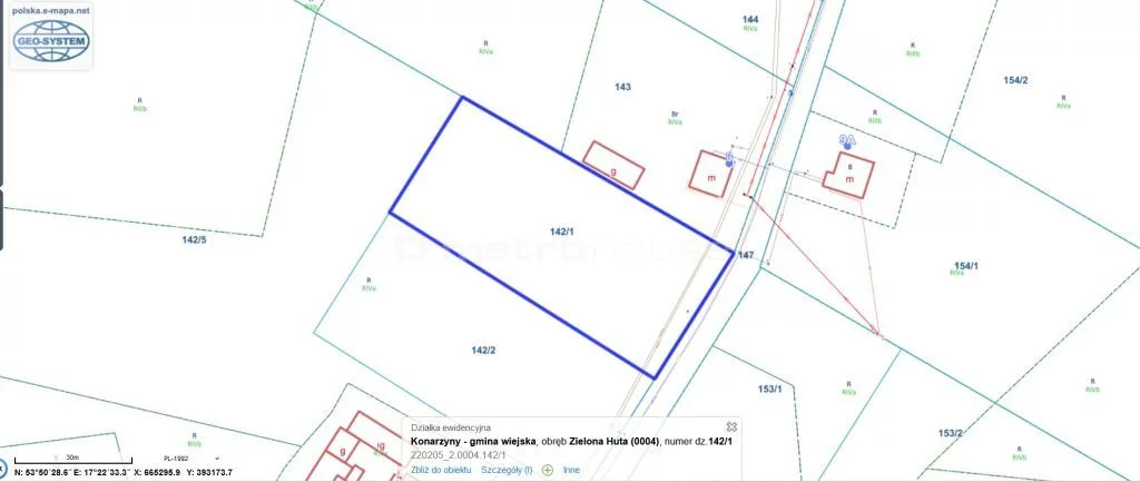 Działka 3 010,00 m², oferta nr , SGVOVY289, Konarzyny, Żychckie Osady