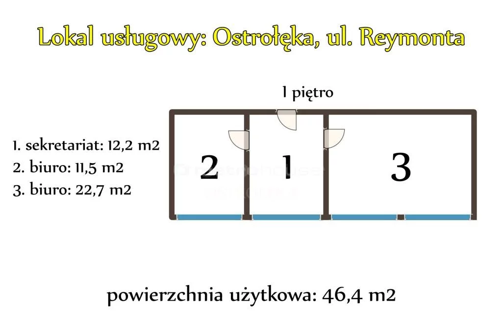 Lokal użytkowy 46,40 m², oferta nr , WBLANE274, Ostrołęka, Reymonta