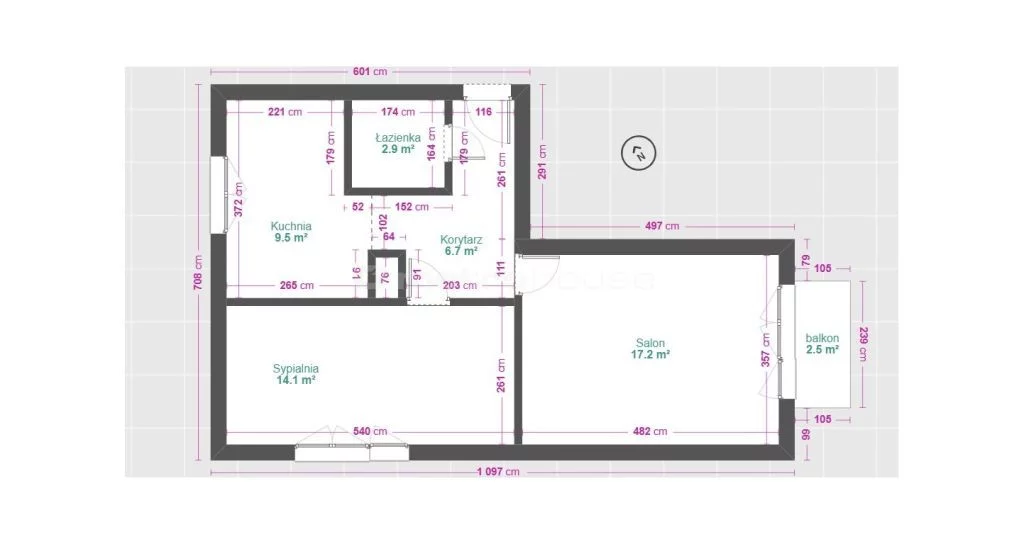1 pokój, mieszkanie 47,80 m², piętro 1, oferta nr , SMRISY220, Włocławek, Chmielna