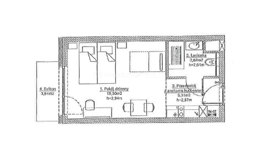 1 pokój, mieszkanie 28,28 m², piętro 2, oferta nr , FONO565, Biała Woda, Na Skarpie