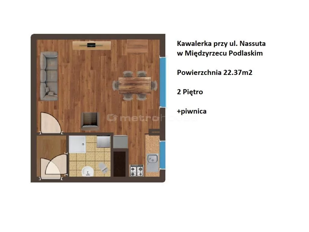 1 pokój, mieszkanie 22,37 m², piętro 2, oferta nr , SMJIHI682, Międzyrzec Podlaski, Nassuta