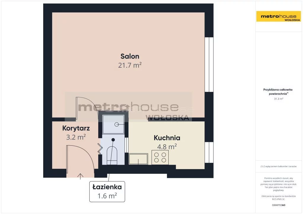 1 pokój, mieszkanie 31,70 m², piętro 1, oferta nr , SMLAHY446, Warszawa, Wola, Wola, Obozowa