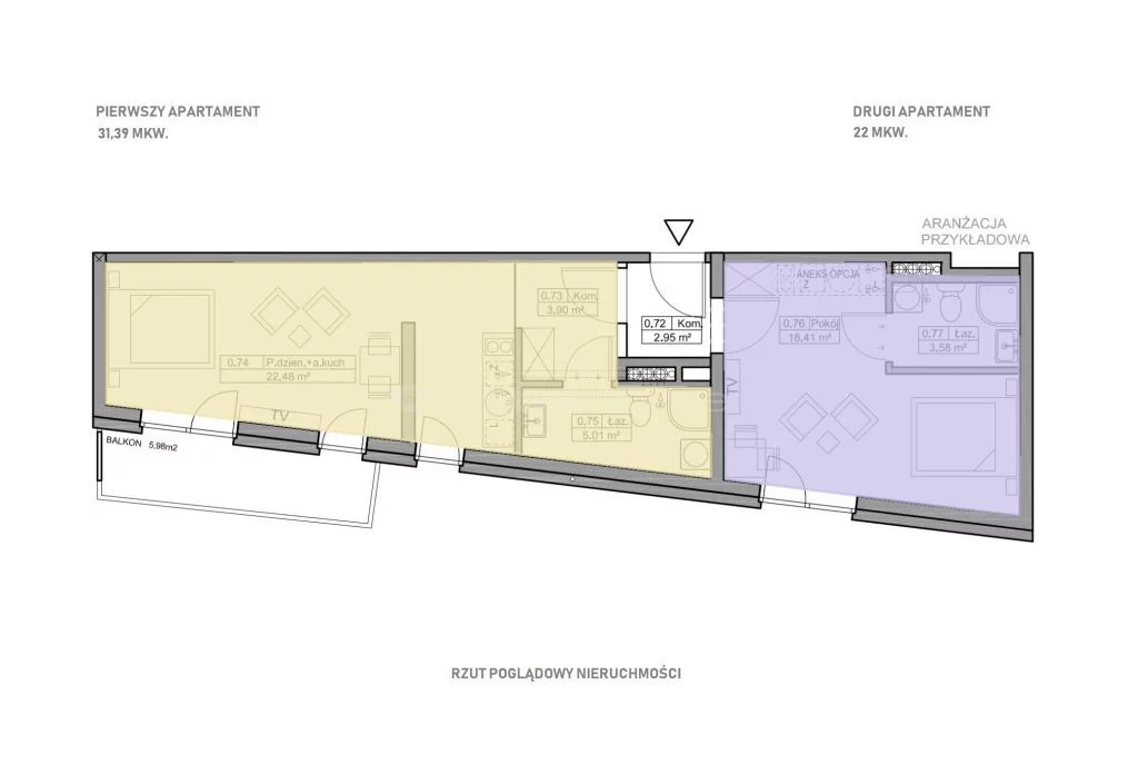 2 pokoje, mieszkanie 57,32 m², parter, oferta nr , WEXO702, Kołobrzeg, Bałtycka