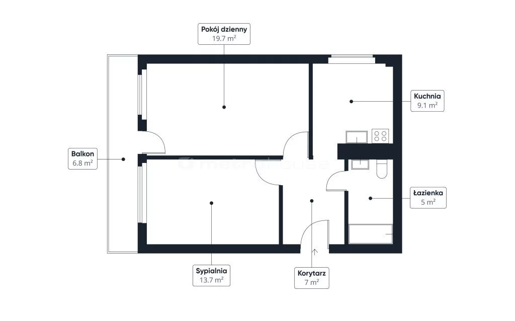 2 pokoje, apartament 51,21 m², piętro 1, oferta nr , SMBUSA852, Kraków, Grzegórzki, Brodowicza