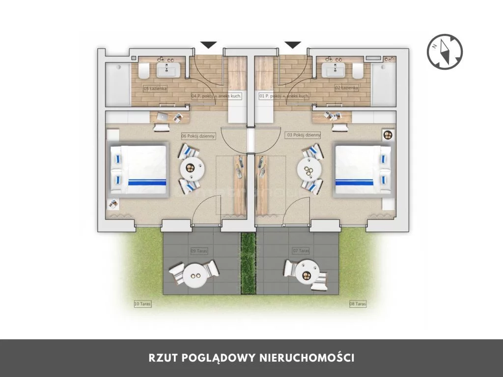 2 pokoje, mieszkanie 49,40 m², piętro 1, oferta nr , SMBAJU257, Mielno, Chrobrego